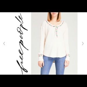 Free People Embroidered Thermal Top, New w/out tag